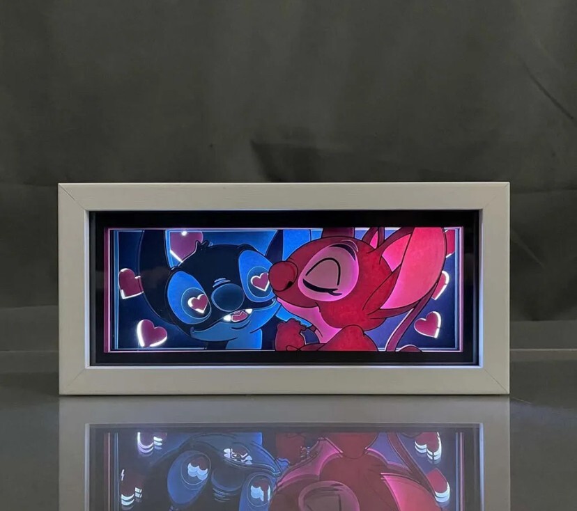 LILO  & STITCH Night Light / Table light - Stitch and Angel - Desk Art