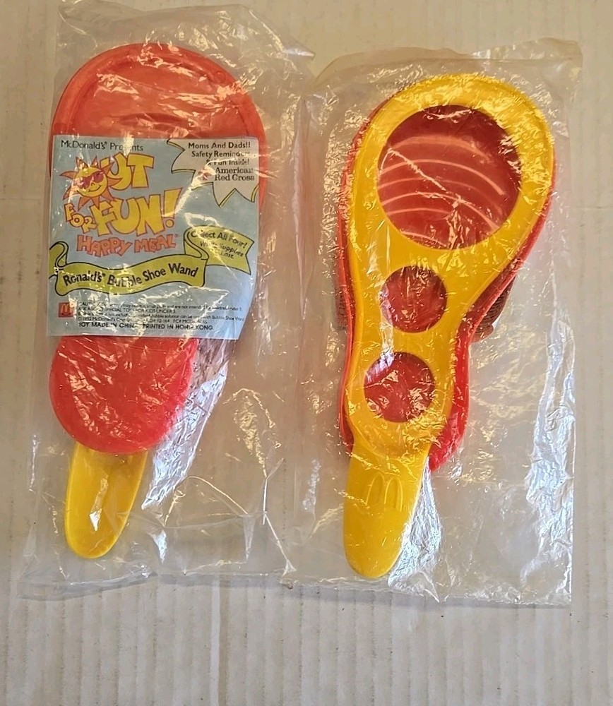 1992 McDonald's Out For Fun Bubble Shoe Wand Set Of 2