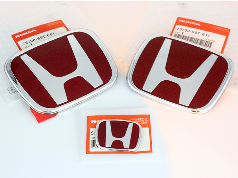 RED H Front Rear Emblem Trunk Badge Type R for Honda Civic 2006-2011