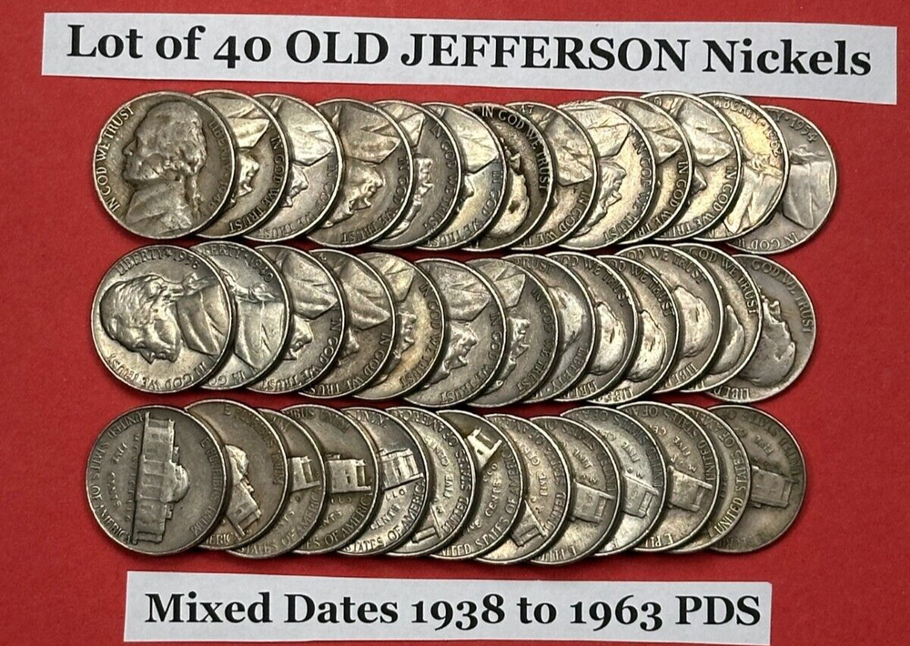 1939-1964 Jefferson Nickels Lot of 40 OLD  U.S. Collectors Coins ~ MIXED DATES