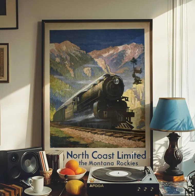 Vintage North Coast Limited Train Art | Montana Rockies Travel Poster