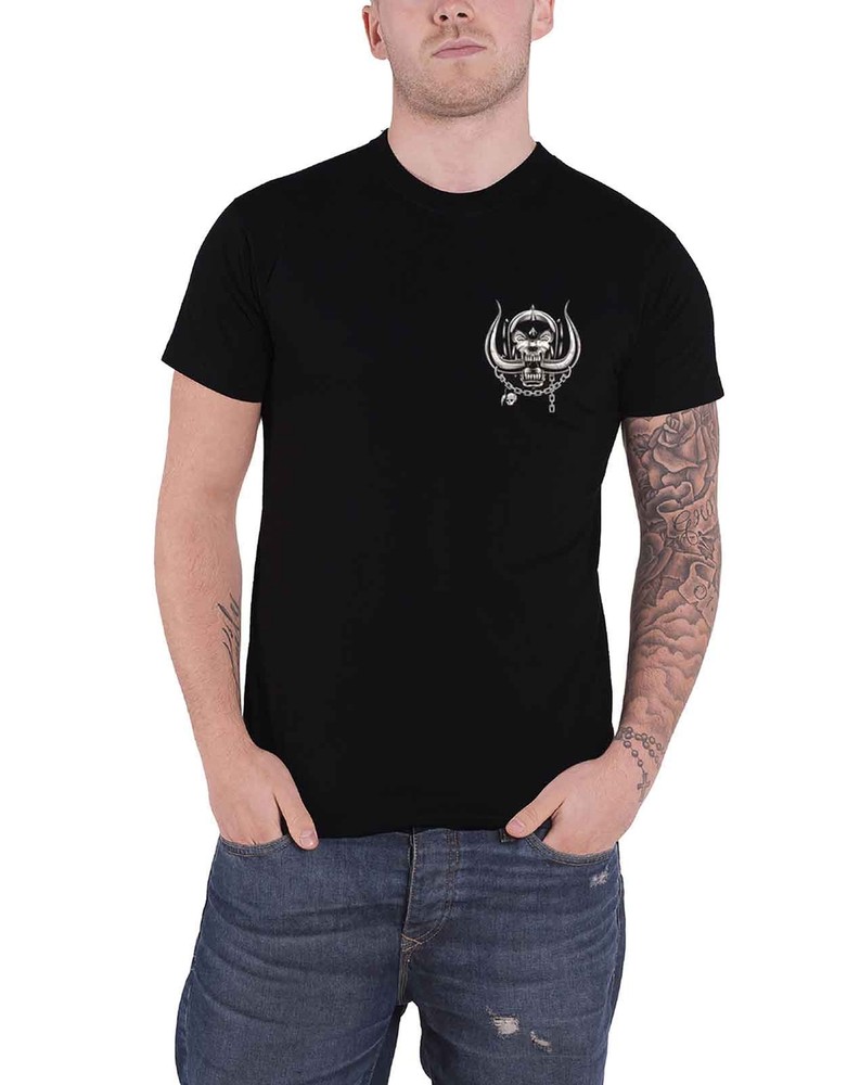 Motorhead British Flag Warpig Band Logo Backprint Official Men's Black T-Shirt