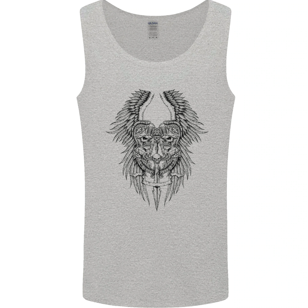 Two Roman Skulls Mens Vest Tank Top