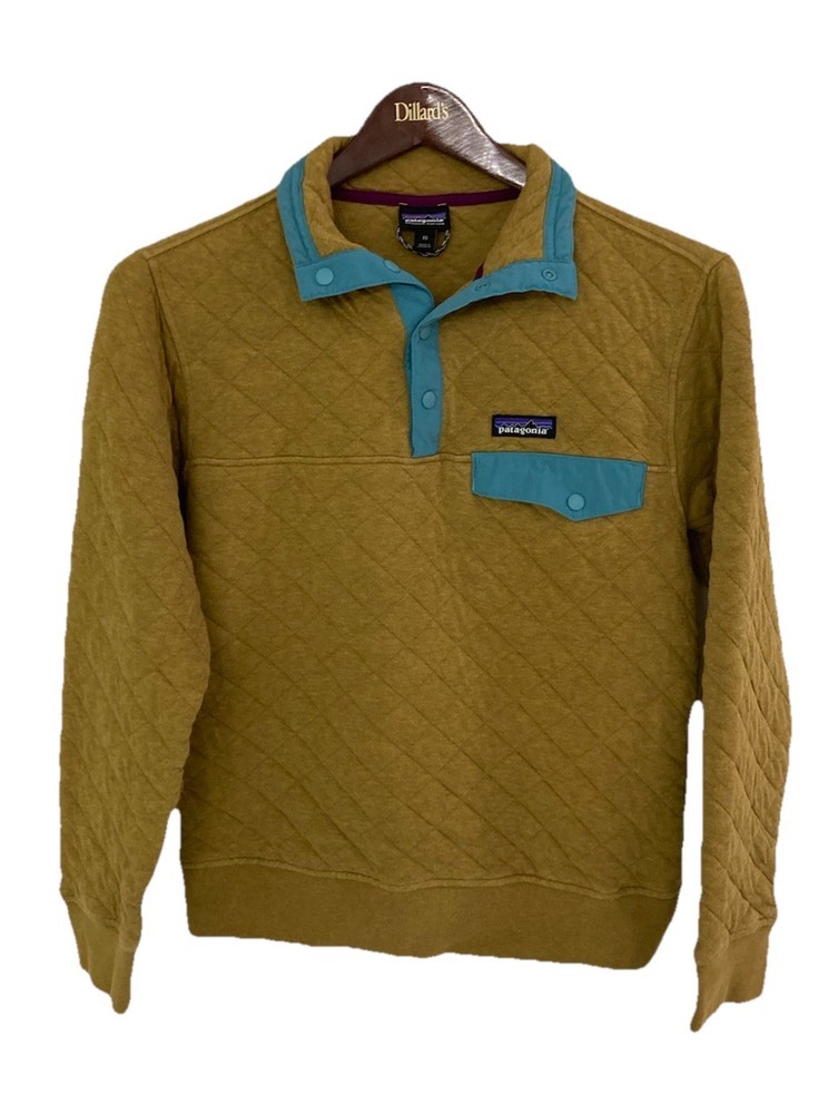 Men's Patagonia Organic Cotton Quilt Snap-T Pullover XS Mustard Teal Rare Vintage Color