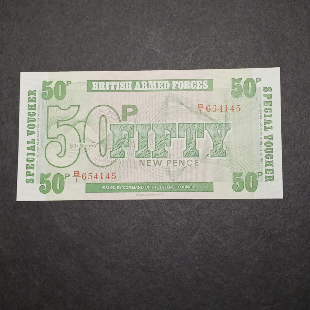 British Armed Forces Voucher 50 New Pence Banknote 6th Series UNC Crisp-image