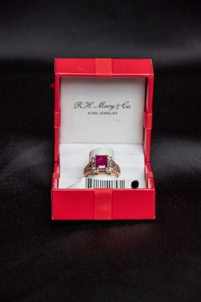 Effy Ruby Diamond Ring 1.75 Carat 14k Rose Gold