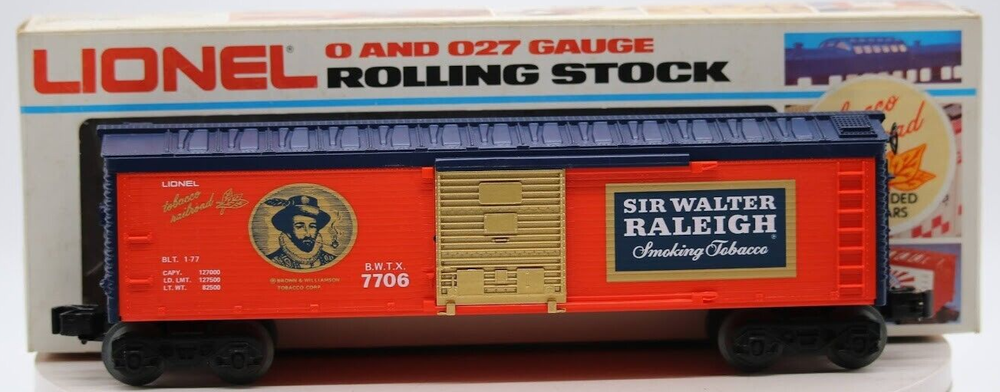 Vintage Lionel O Gauge 1:48 Sir Walter Raleigh Box Car #6-7706 with Original Box