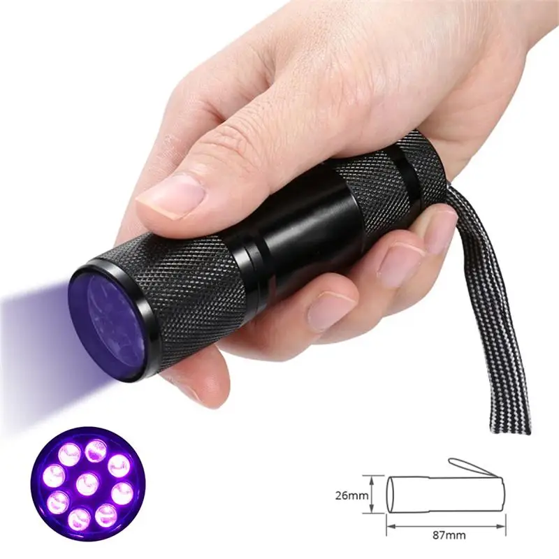 9 LED UV Black Light Torch for Gas Leak Detection & UV Inspection