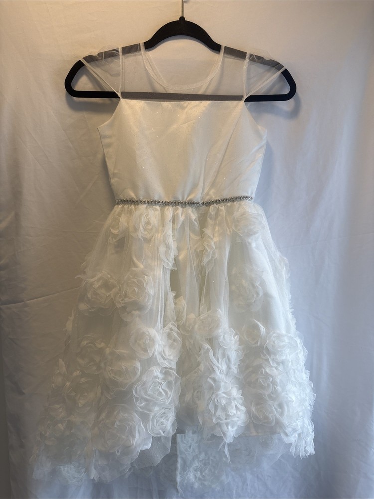 Nannette Kids White Tulle Dress Girls Size 10 Spring Party  Princess Rosette🤍