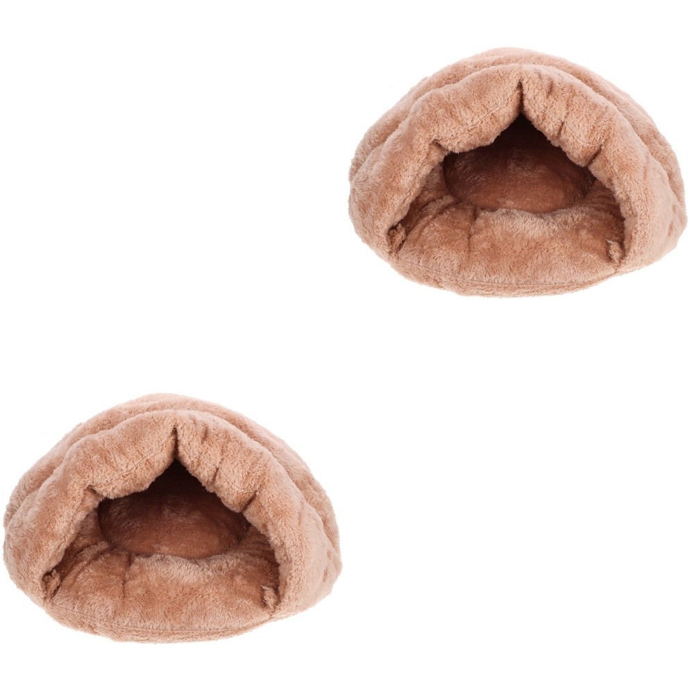 2-Piece Portable Cat Bed Indoor Pet Warming Cozy House for Cats & Dogs  