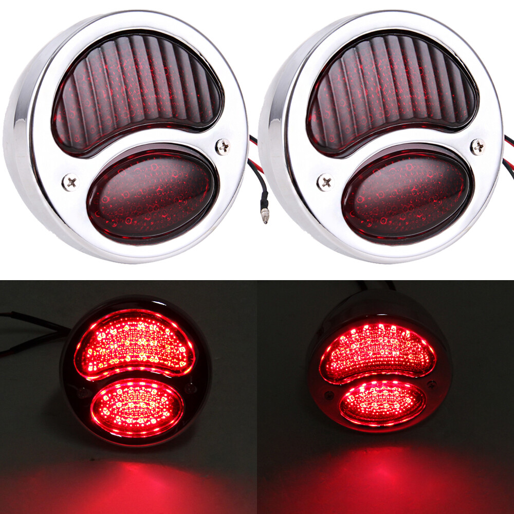 Ford Model A LED Chrome Tail Lights for Hot Rods, Street Trucks, and Custom Cars Pair