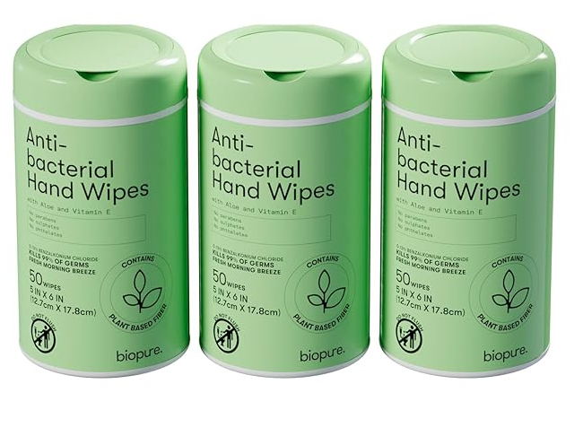 Biopure Anti-Bacterial Hand Wipes, 50-ct Packs (3 Pack)