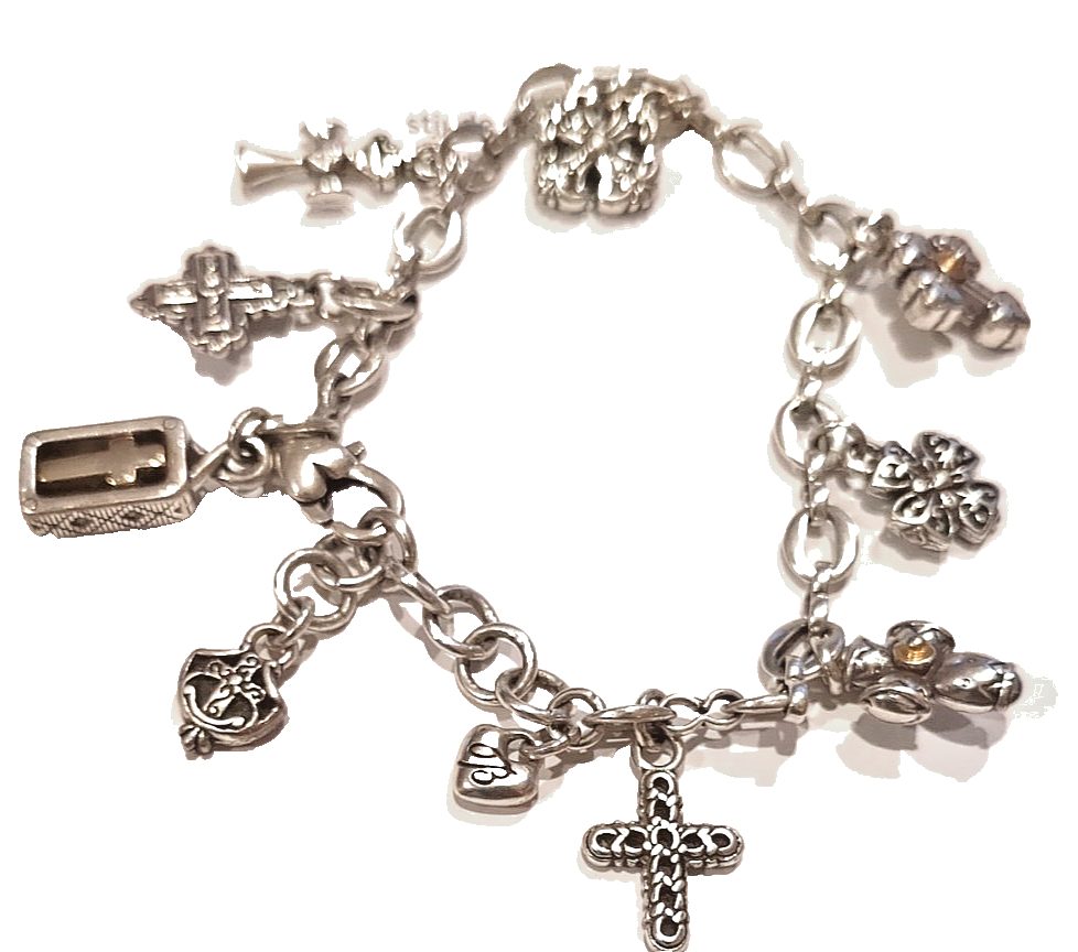 Brighton Faith Hope Religious Bracelet 8.5 Inch Inspirational Charm Bangle