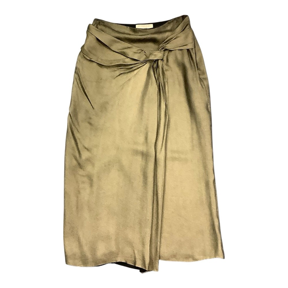 Burberry Women's Silk Midi Skirt Size 6 Bronze Metallic authentic
