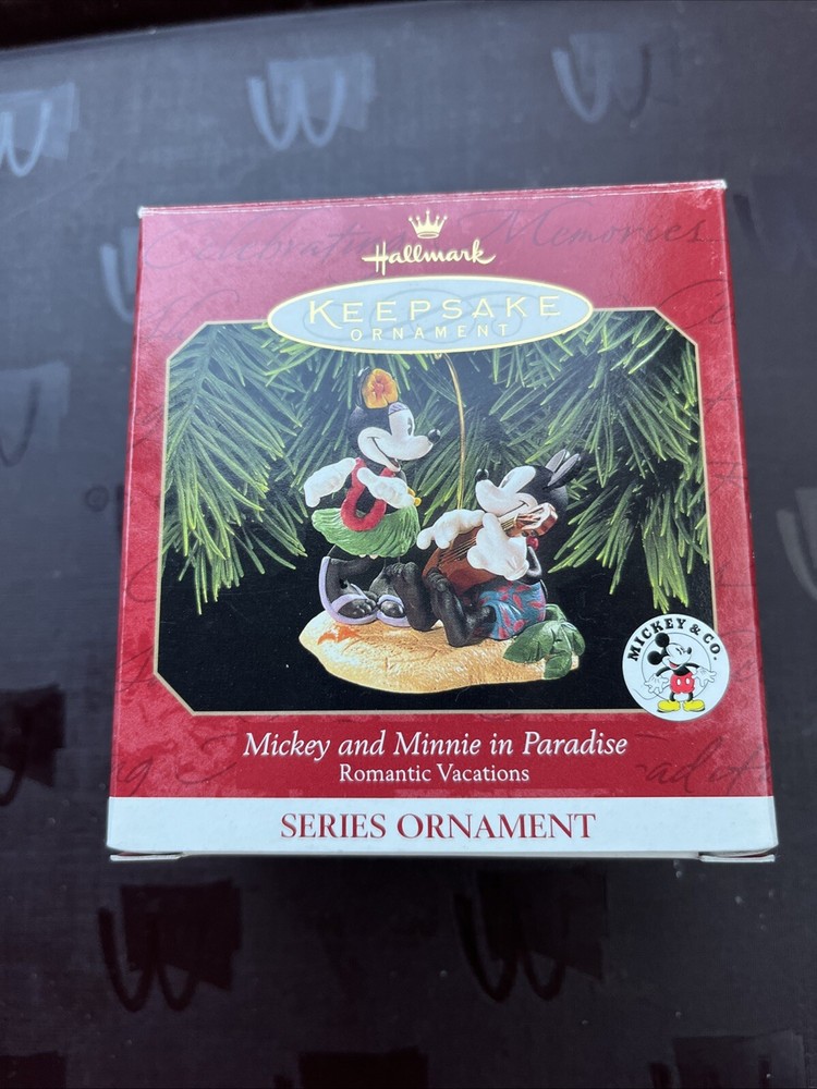 Vintage Hallmark Keepsake 1999 Mickey & Minnie Mouse Hawaii Paradise Ornament Series 2