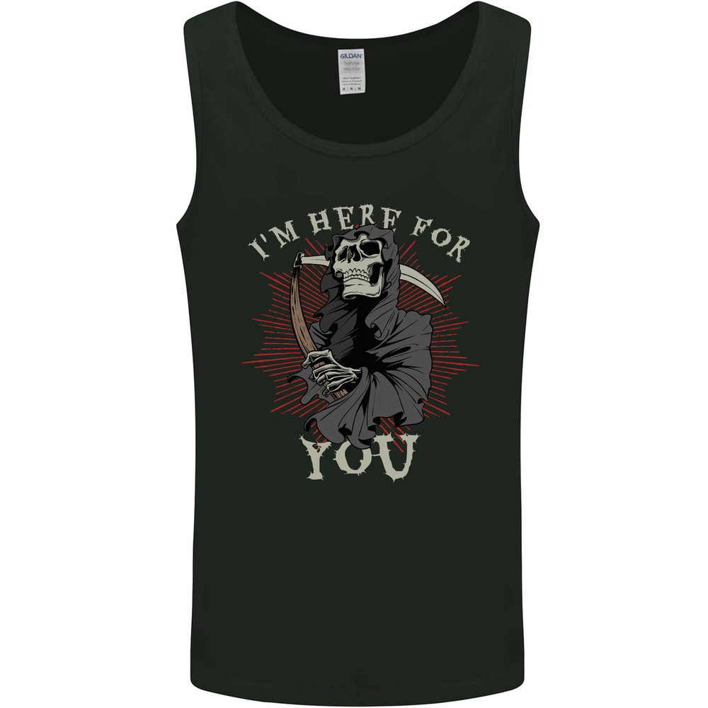 Im Here For You Grim Reaper Skull Devil Mens Vest Tank Top