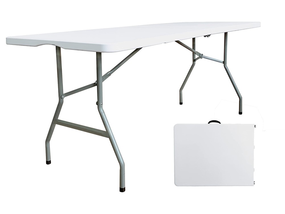 6ft Heavy Duty Plastic Folding Table Fold in Half Portable 72 Inch