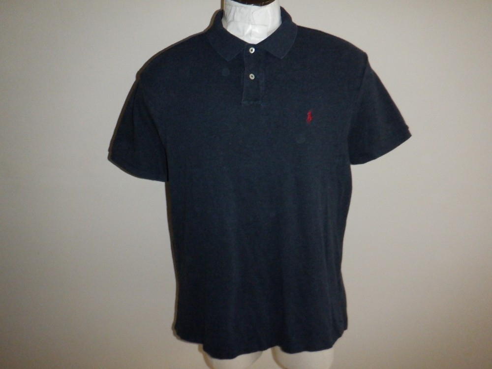 Men's Polo by Ralph Lauren Custom Slim Fit sz 2XL XXL Blue Mesh SS Polo Shirt