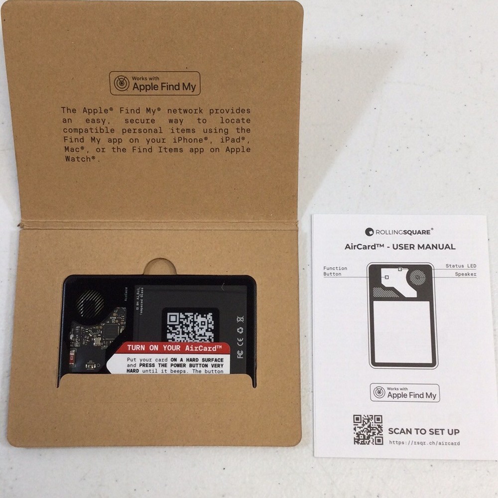 Rolling Square Black Bluetooth Aircard Wallet Tracker With User Manual