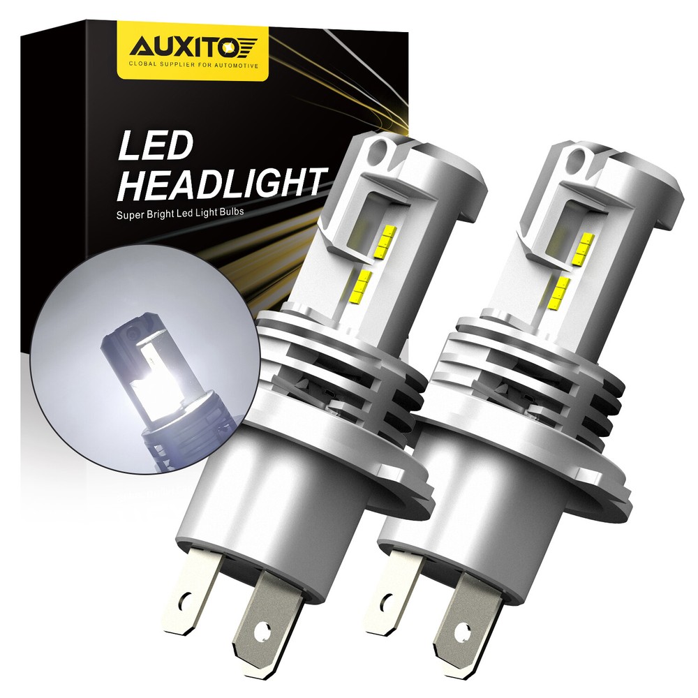 2x H4 9003 HB2 6500K Super White CSP LED Headlight Bulb Kit High Low Beam Canbus