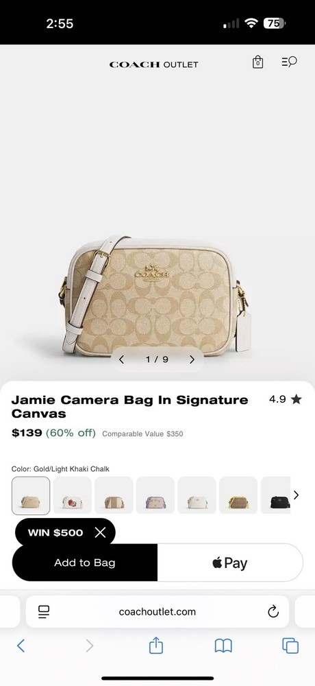Coach Mini Jamie Canvas Camera Bag in Brown & Black - C9926