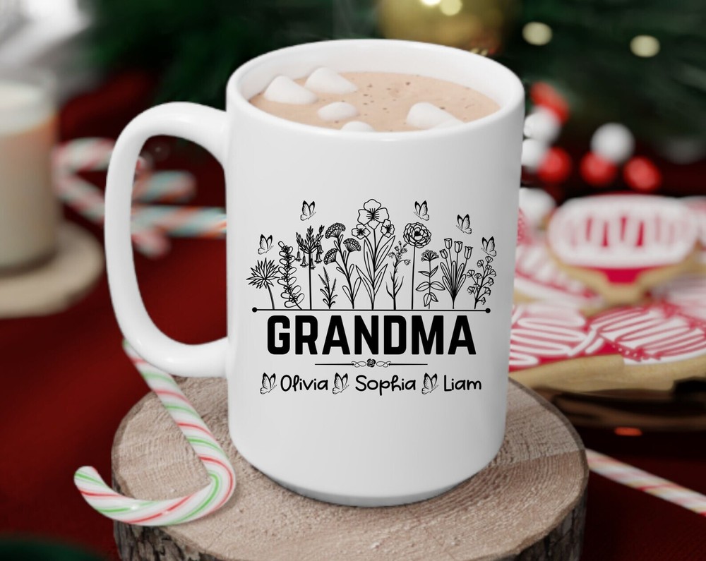 Wildflowers Grandma Mug Personalized Grandma Mug With Grandkids Name Grandma Flo