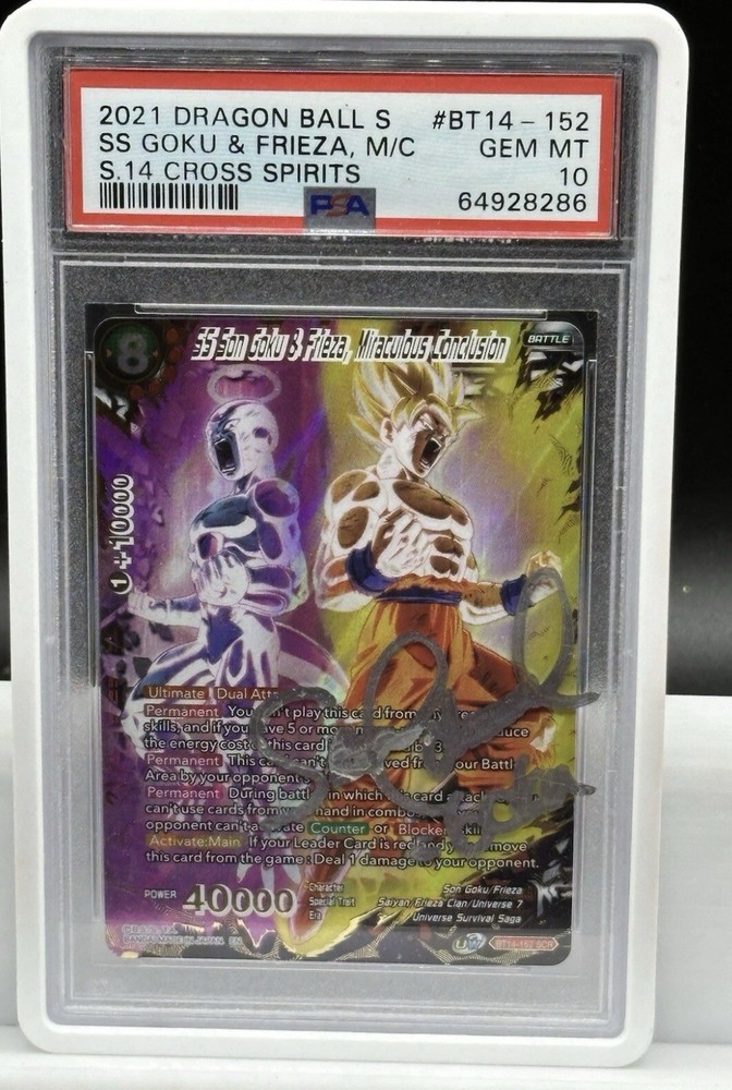 DBS SS Son Goku & Frieza Miraculous Conclusion BT14-152 SCR PSA 10 Autographed