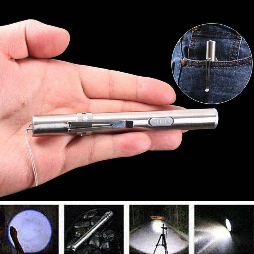 Mini LED Penlight Pocket Light Portable Flashlight USB Rechargeable Torch 8000LM