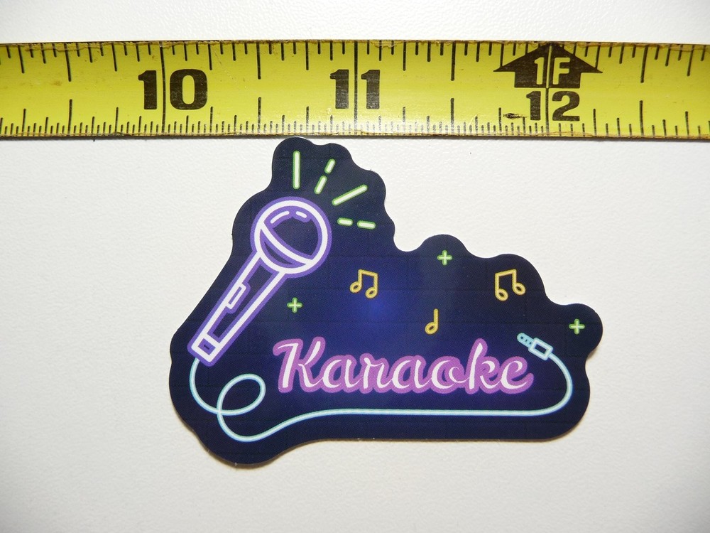 Karaoke Microphone Neon Vinyl Sticker Music Club Decal Bright Fun