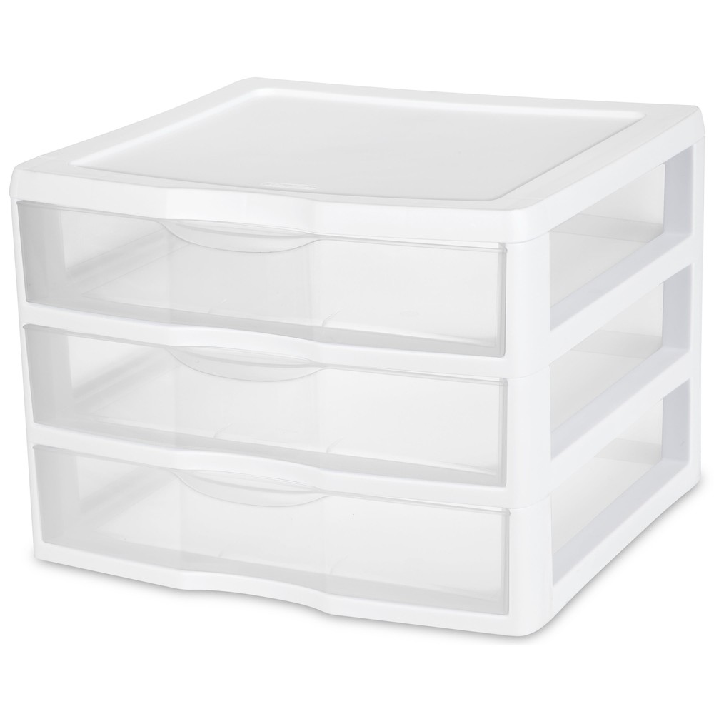 3-Drawer Wide Plastic Storage Unit, White