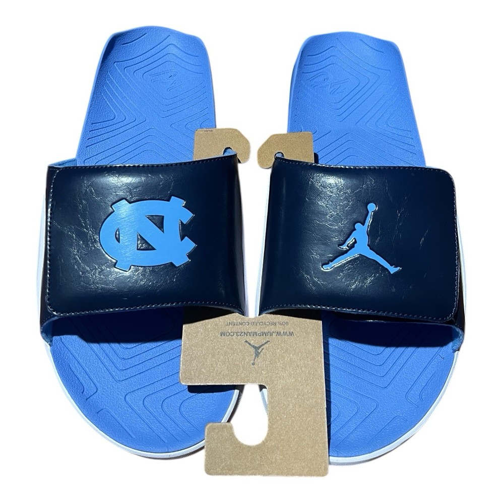 Air Jordan Hydro 7 V2 UNC Tar Heels Slides PE Size 16 Rare CT7153-144