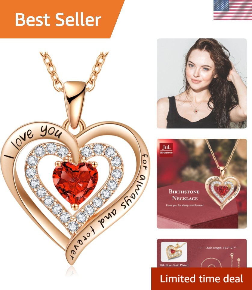 Heart Necklaces for Women, Birthday Gifts for Women Birthstone Women Necklace...