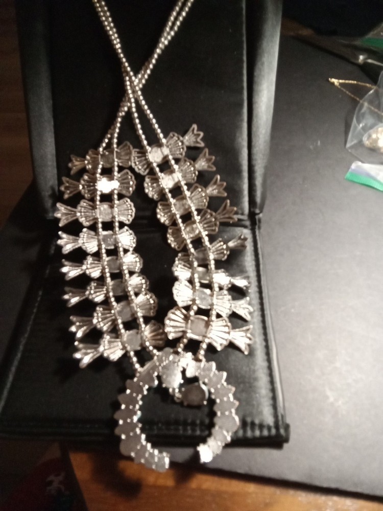 Fun Vintage Faux Squash Blossom Necklace Costume Jewelry