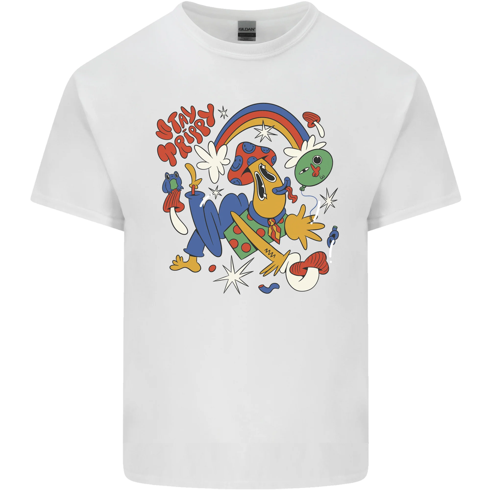 Stay Trippy Magic Mushrooms LSD Mens Cotton T-Shirt Tee Top