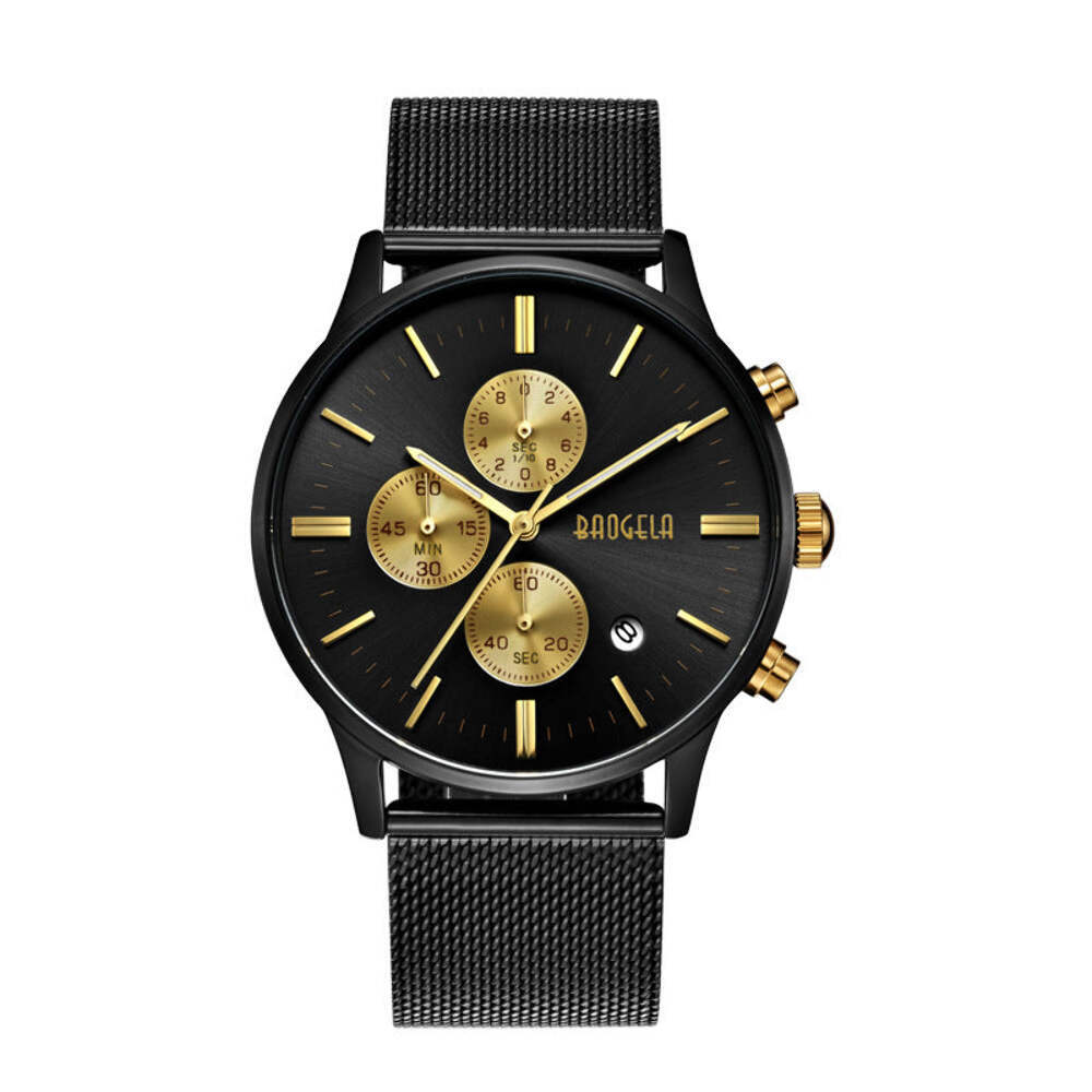 Men's Waterproof Quartz Watch with Steel Mesh Strap and Luminous Features