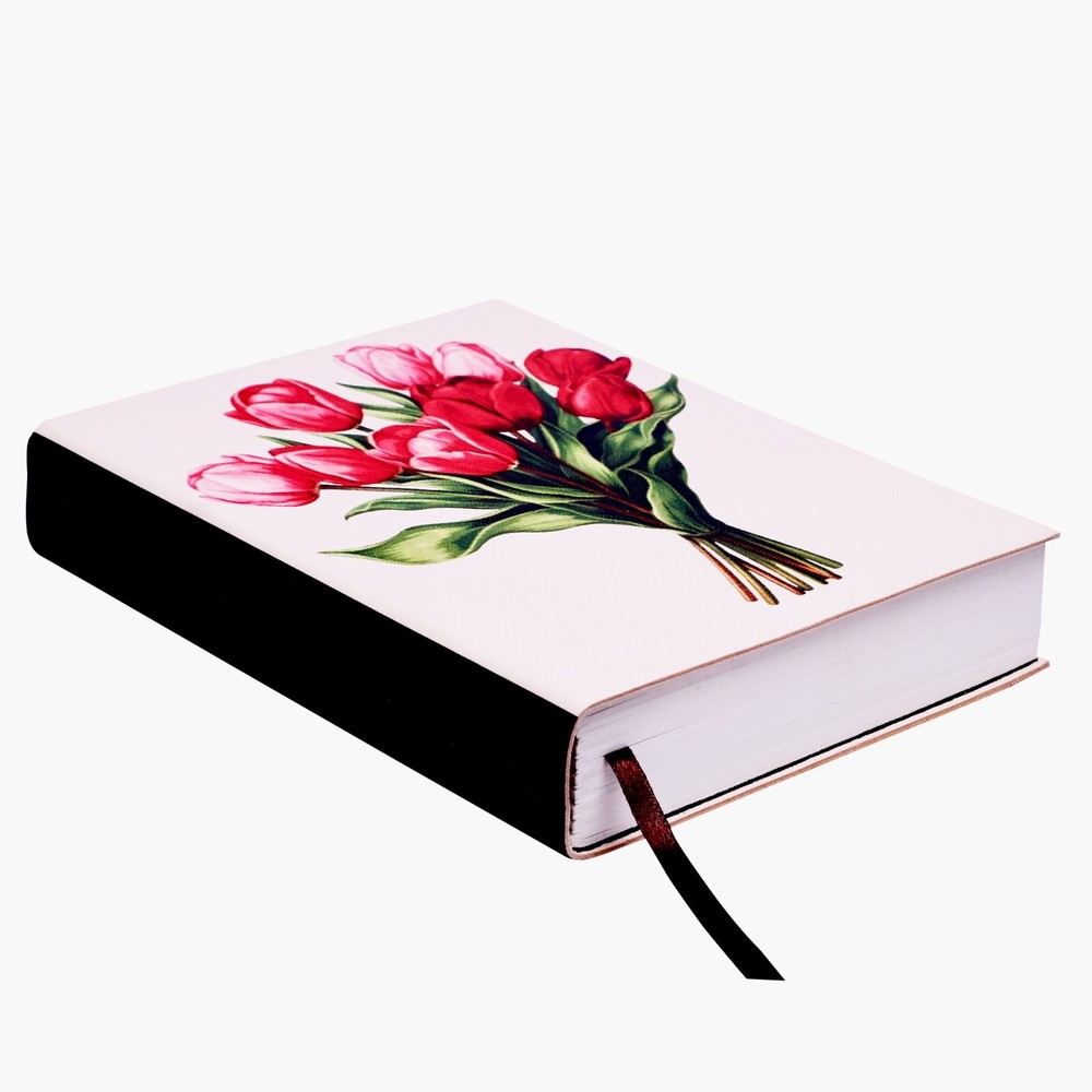 Italy Leather Journal Red Tulips (Tulipani Rossi) Notebook Handmade Diary