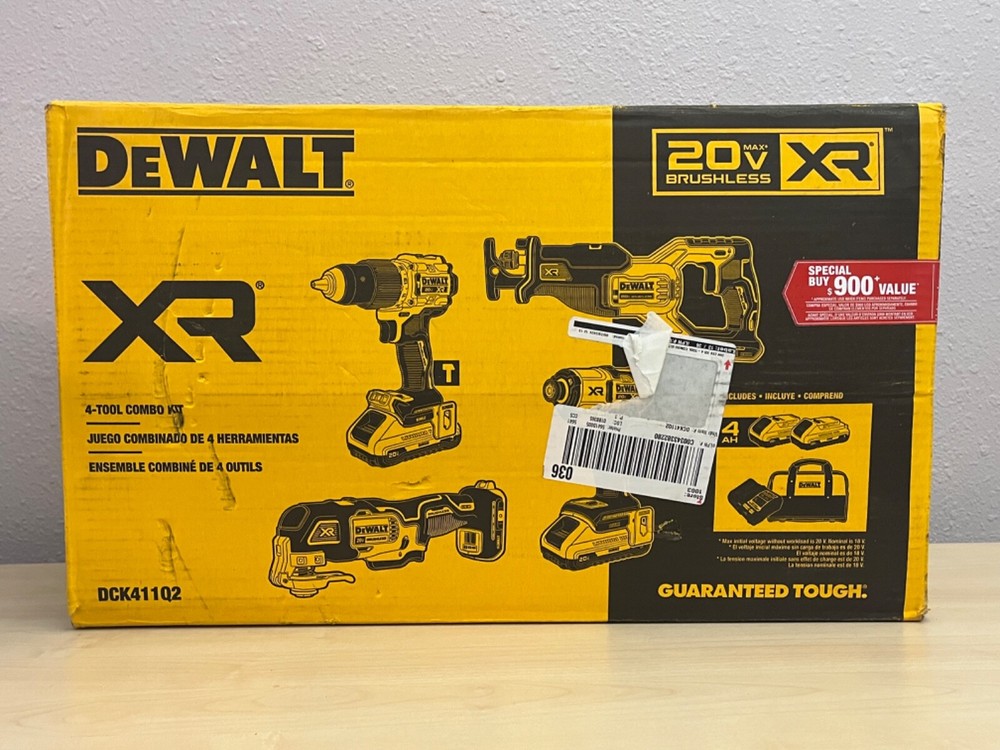 DeWALT 20-Volt Lithium-Ion Cordless 4-Tool Combo Kit (2) 4Ah Batteries DCK411Q2