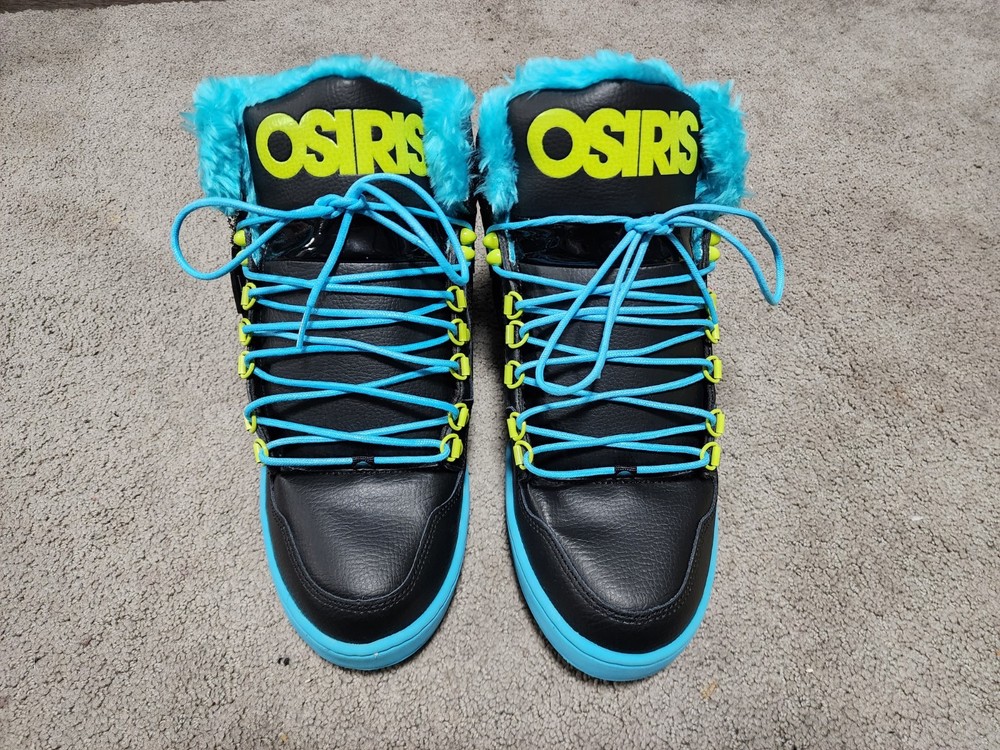 Vintage Osiris NYC 83 SHR Mens Size 12 Hi Tops BLK/TEAL/LME *New Old Stock*