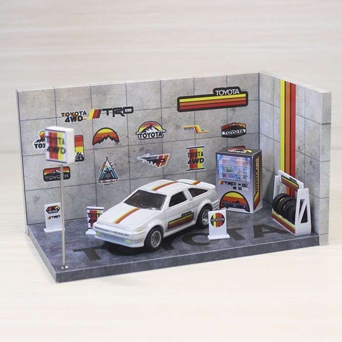 Diorama Car Garage Model City Parking Lot Scene Display Model for 1/64 Model Car