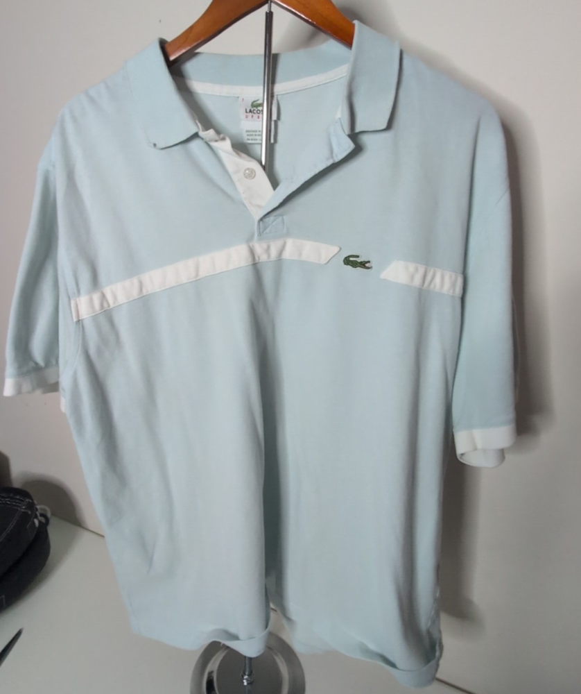 Lacoste Sport Polo Shirt Mens Size 7 XL Blue Short Sleeve Pique Cotton Logo