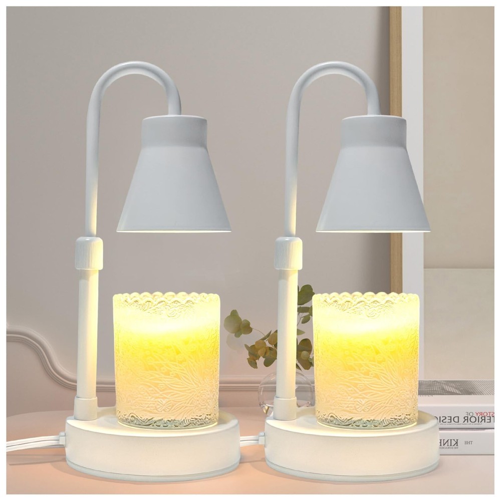 2-Pack Adjustable White Candle Warmer Lamp Electric Melt Warmer
