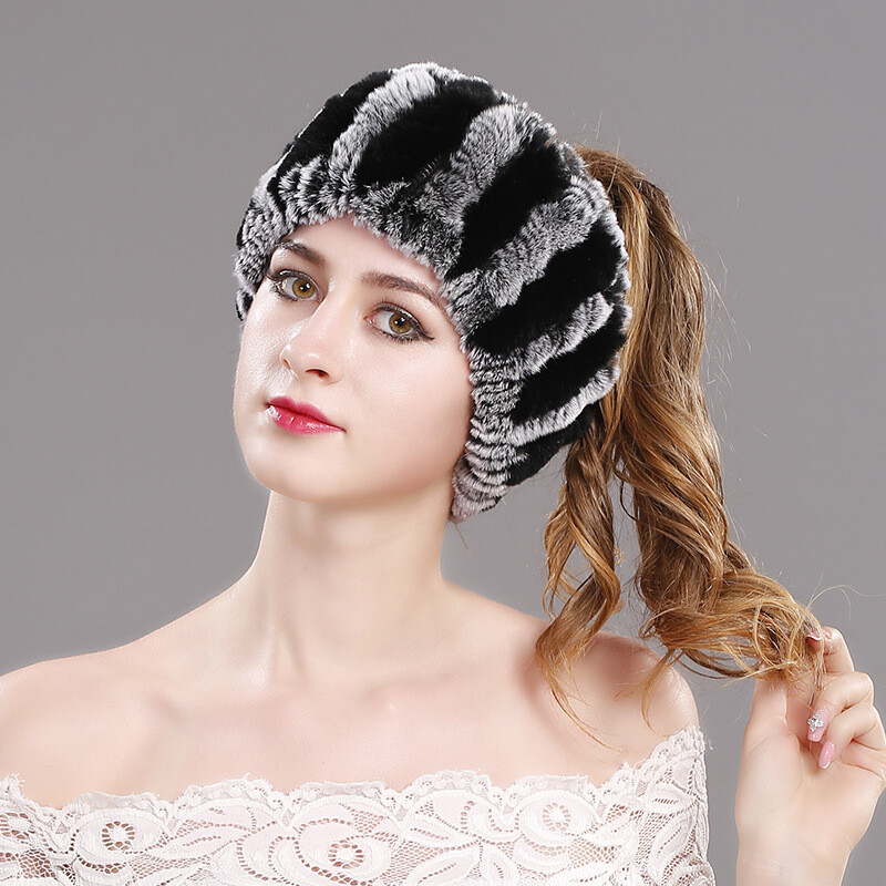Winter Fur Scarf Headbands Lady Real Rex Rabbit Endless Snoods Cowl High Elastic
