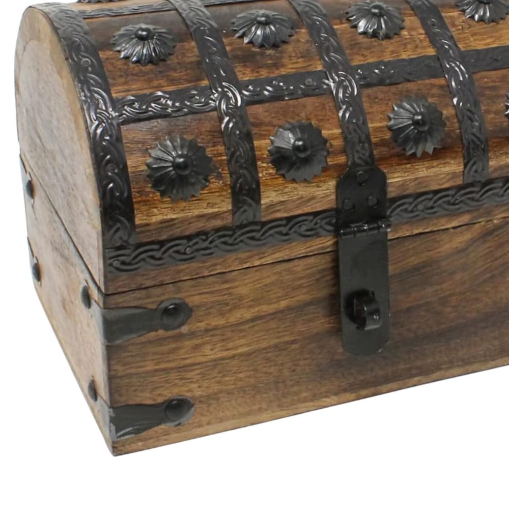 Decorative Handcrafted Wooden Box, Secure Pirate Storage for Treasures, 8x6x6