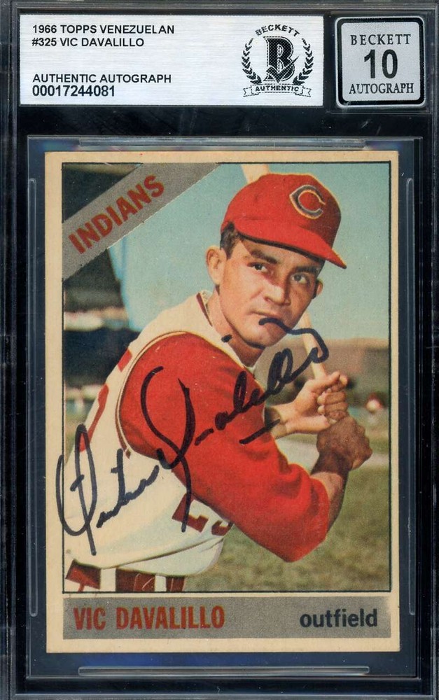 Vic Davalillo Gem Mint 10 Beckett BAS Signed 1966 Topps Venezuelan Autograph
