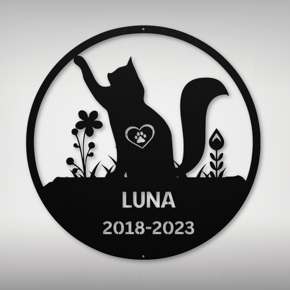 Personalized Cat Memorial Metal Sign Custom Pet Tribute Decor Gift for Cat Owner
