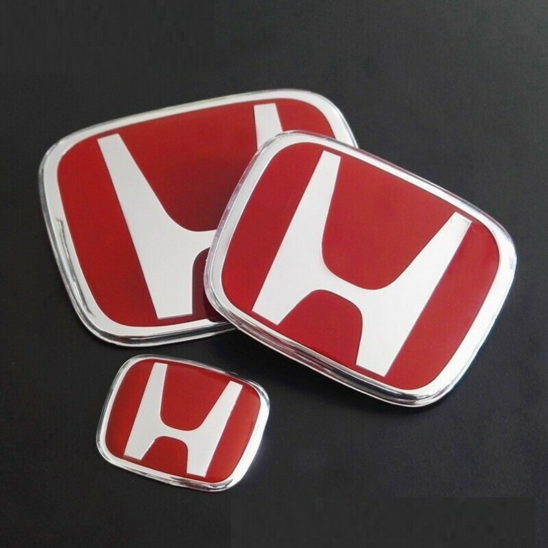 2016-2021 Civic Sedan 3-Piece Red Emblem Badge Set - Front Rear Steering Logo