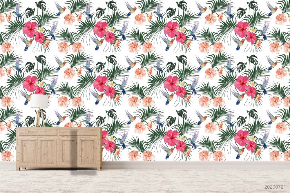 3D Flower Leaf Bird Pattern Wall Murals Wallpaper Murals Wall Sticker 2