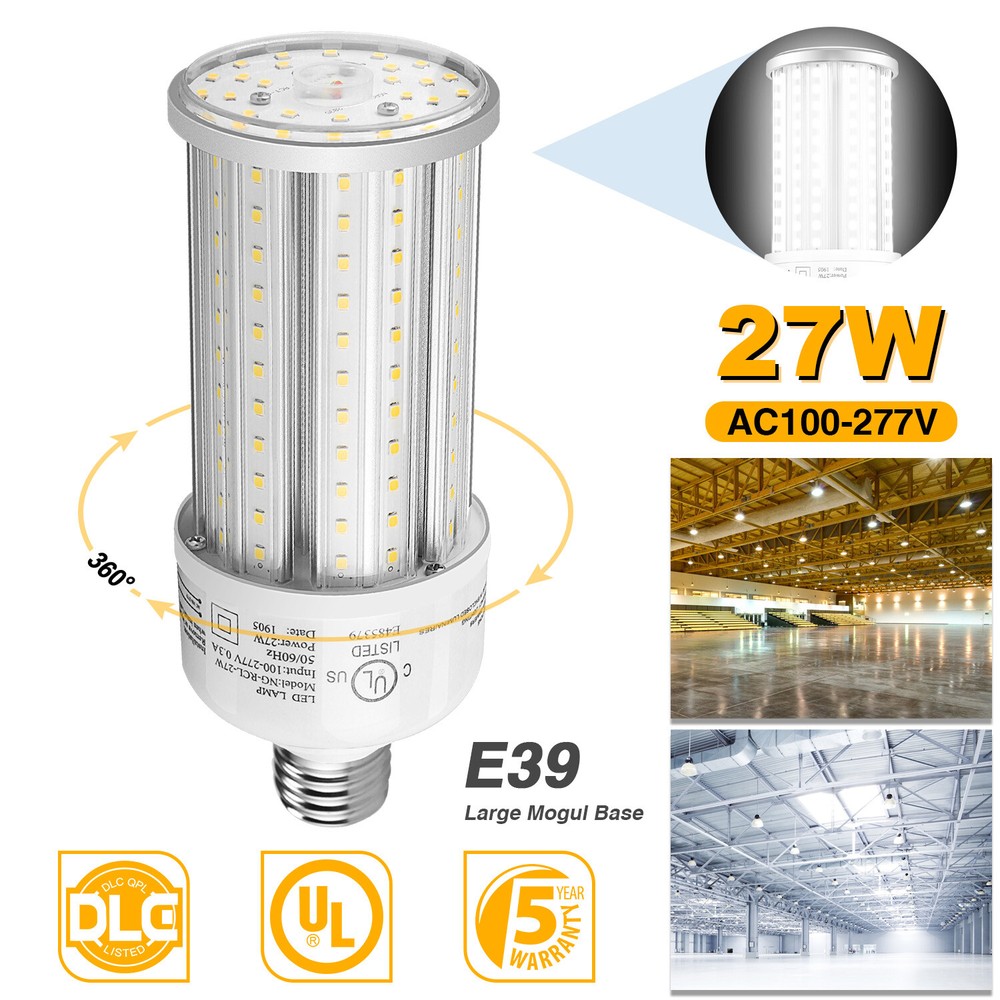 27W LED Corn Light Bulb Warehouse Workshop Parking Lot Lighting 5000K Daylight