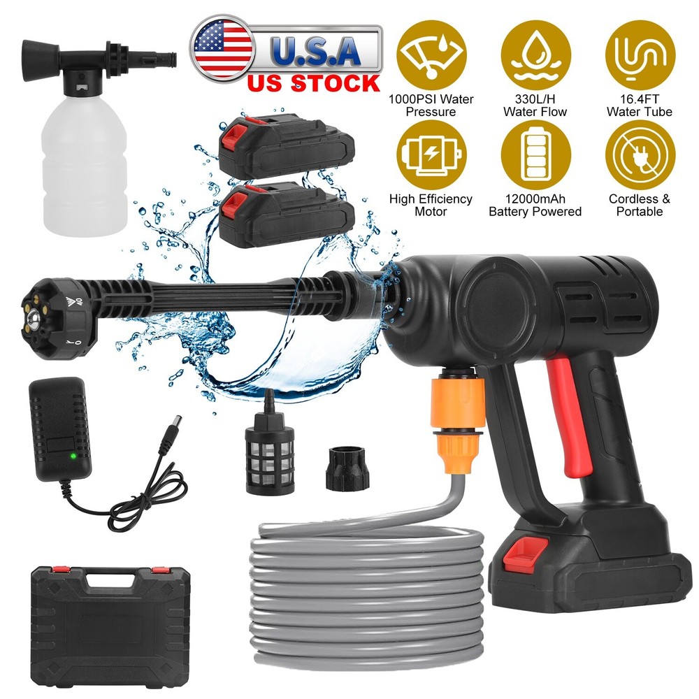 Cordless High Pressure Car Washer with 2 Rechargeable Batteries