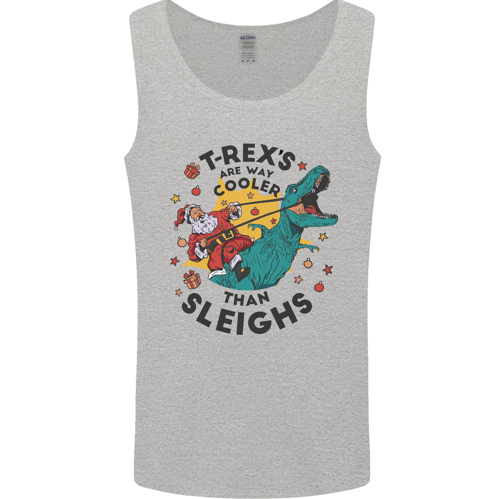 T-Rex Cooler than Sleighs Funny Christmas Mens Vest Tank Top